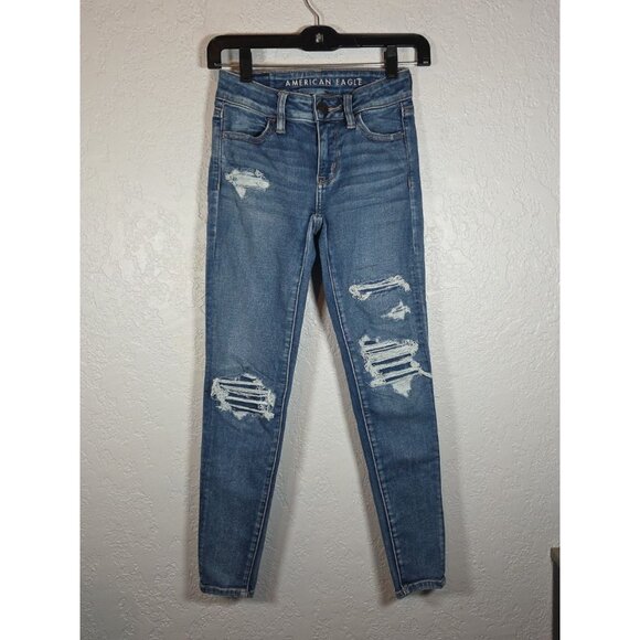 American Eagle Next Level Stretch Super Hi Rise Women's Jegging Size 000 Short - Picture 1 of 5